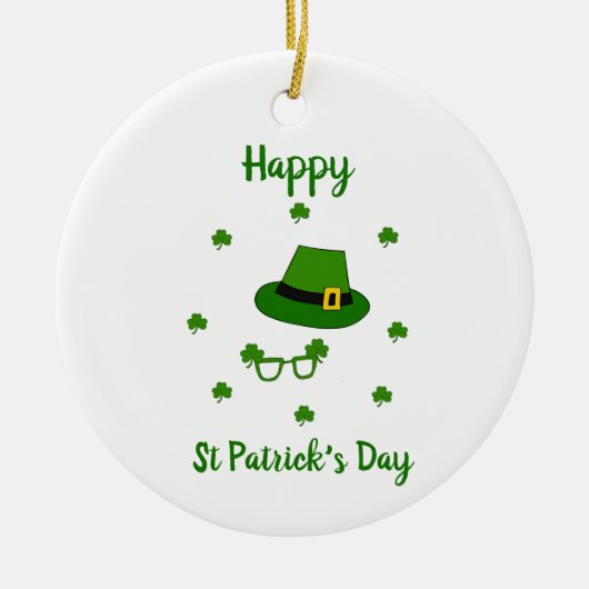 Minimalistischer Niedlicher Happy St Patrick's Day Keramik Ornament (Vorne)