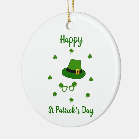 Minimalistischer Niedlicher Happy St Patrick's Day Keramik Ornament (Links)