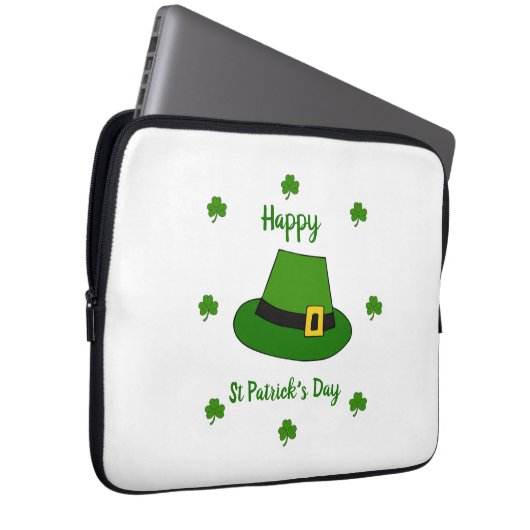 Minimalistischer Niedlicher Happy St Patrick's Day Laptopschutzhülle (Vorne Rechts)