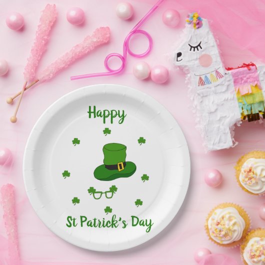 Minimalistischer Niedlicher Happy St Patrick's Day Pappteller (Party)