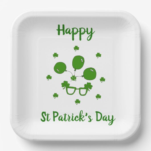 Minimalistischer Niedlicher Happy St Patrick's Day Pappteller (Vorderseite)