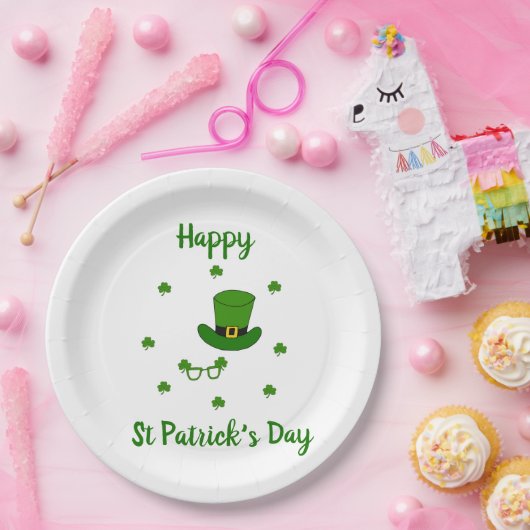Minimalistischer Niedlicher Happy St Patrick's Day Pappteller (Party)