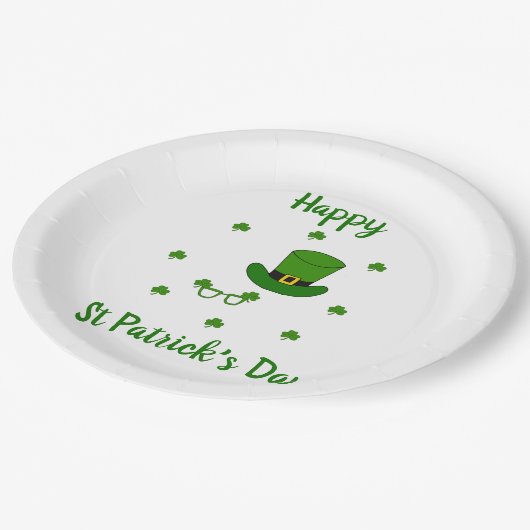 Minimalistischer Niedlicher Happy St Patrick's Day Pappteller (Schrägansicht)