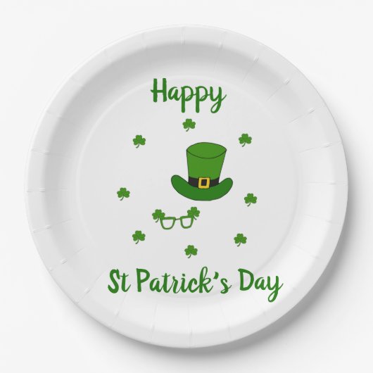 Minimalistischer Niedlicher Happy St Patrick's Day Pappteller (Vorderseite)