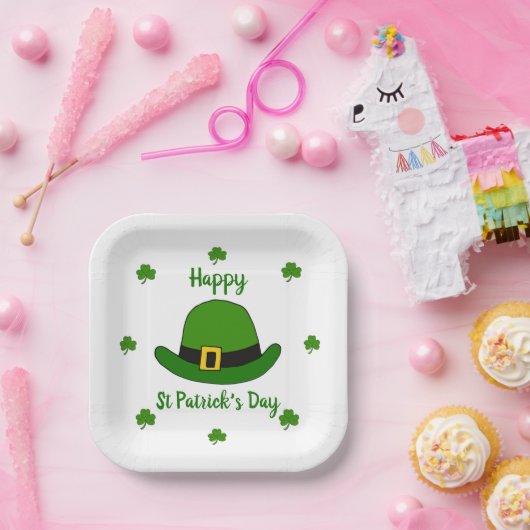 Minimalistischer Niedlicher Happy St Patrick's Day Pappteller (Party)