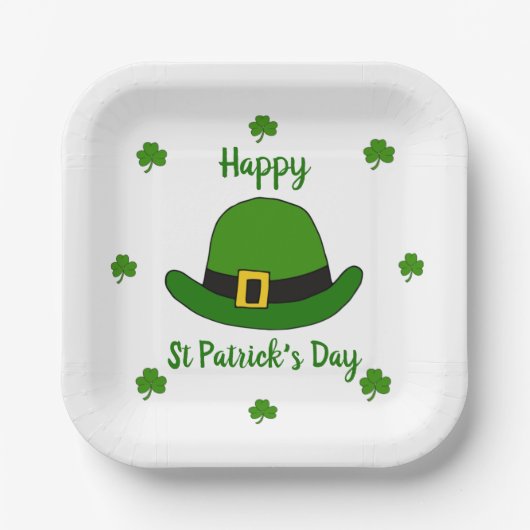 Minimalistischer Niedlicher Happy St Patrick's Day Pappteller (Vorderseite)