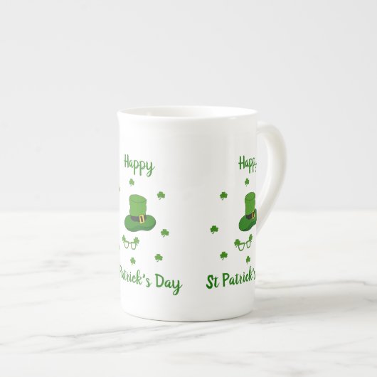 Minimalistischer Niedlicher Happy St Patrick's Day Porzellantasse (Vorderseite Rechts)