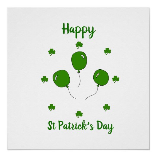 Minimalistischer Niedlicher Happy St Patrick's Day Poster (Vorderseite)