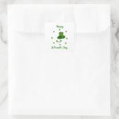 Minimalistischer Niedlicher Happy St Patrick's Day Quadratischer Aufkleber (Tasche)