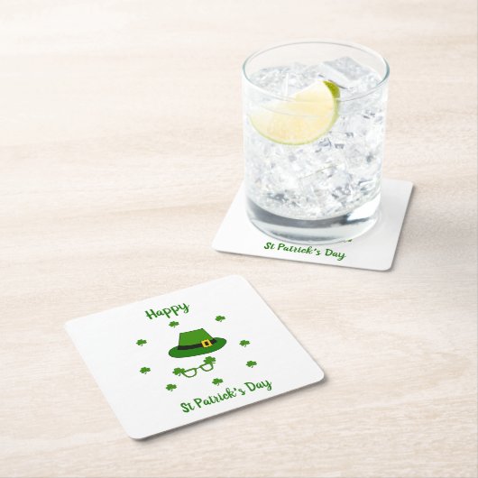 Minimalistischer Niedlicher Happy St Patrick's Day Rechteckiger Pappuntersetzer (Vor Ort)