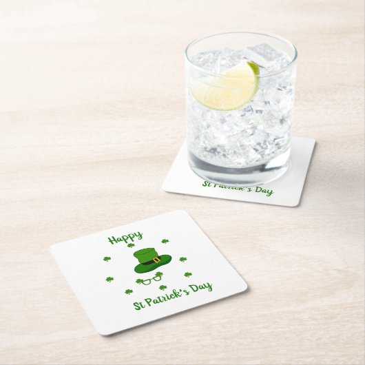 Minimalistischer Niedlicher Happy St Patrick's Day Rechteckiger Pappuntersetzer (Vor Ort)