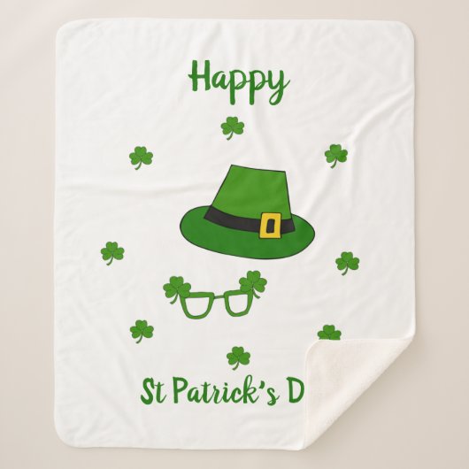 Minimalistischer Niedlicher Happy St Patrick's Day Sherpadecke (Vorderseite)