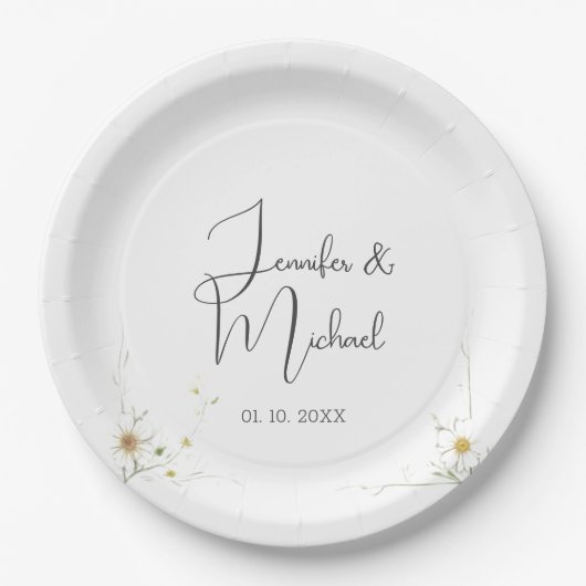 Minimalistischer Niedlicher Hochzeitsempfang Pappteller (Vorderseite)