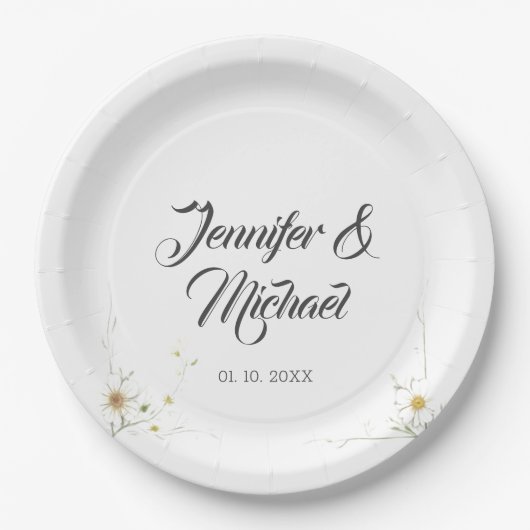 Minimalistischer Niedlicher Hochzeitsempfang Pappteller (Vorderseite)