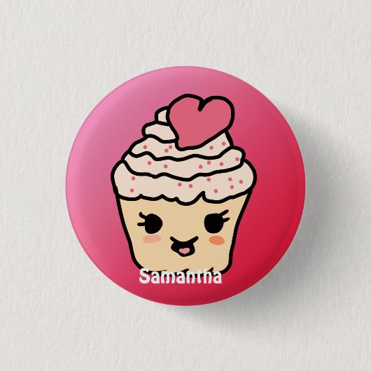 Minimalistischer Niedlicher Kuchen mit Herz | Lieb Button (Vorderseite)
