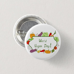Minimalistischer Niedlicher Welttag für Vegetarier Button