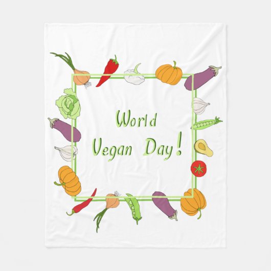Minimalistischer Niedlicher Welttag für Vegetarier Fleecedecke (Vorderseite)