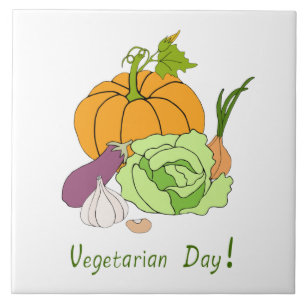 Minimalistischer Niedlicher Welttag für Vegetarier Fliese