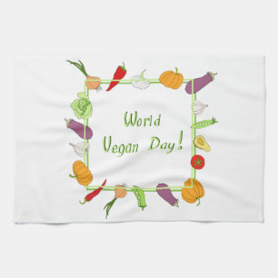 Minimalistischer Niedlicher Welttag für Vegetarier Geschirrtuch