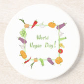 Minimalistischer Niedlicher Welttag für Vegetarier Getränkeuntersetzer (Vorne)