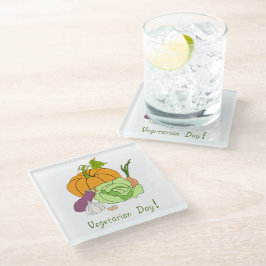 Minimalistischer Niedlicher Welttag für Vegetarier Glasuntersetzer