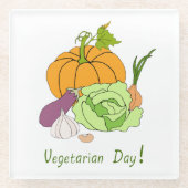 Minimalistischer Niedlicher Welttag für Vegetarier Glasuntersetzer (Vorderseite)