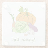 Minimalistischer Niedlicher Welttag für Vegetarier Glasuntersetzer (Rückseite)