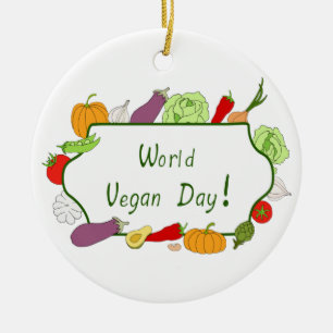 Minimalistischer Niedlicher Welttag für Vegetarier Keramik Ornament