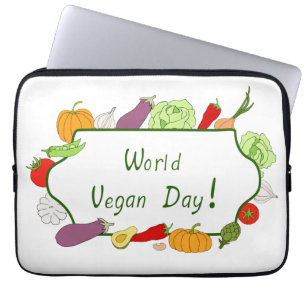 Minimalistischer Niedlicher Welttag für Vegetarier Laptopschutzhülle