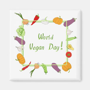 Minimalistischer Niedlicher Welttag für Vegetarier Magnet