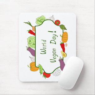 Minimalistischer Niedlicher Welttag für Vegetarier Mousepad
