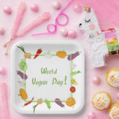 Minimalistischer Niedlicher Welttag für Vegetarier Pappteller (Party)