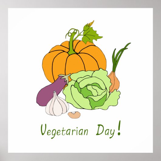 Minimalistischer Niedlicher Welttag für Vegetarier Poster (Vorne)