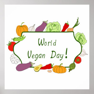 Minimalistischer Niedlicher Welttag für Vegetarier Poster