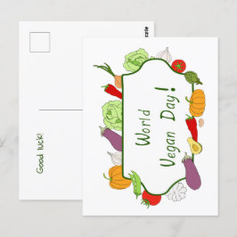 Minimalistischer Niedlicher Welttag für Vegetarier Postkarte