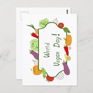 Minimalistischer Niedlicher Welttag für Vegetarier Postkarte