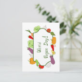 Minimalistischer Niedlicher Welttag für Vegetarier Postkarte (Stehend Vorderseite)