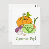 Minimalistischer Niedlicher Welttag für Vegetarier Postkarte (Vorne/Hinten)