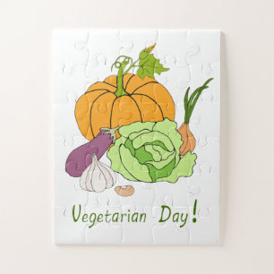 Minimalistischer Niedlicher Welttag für Vegetarier Puzzle
