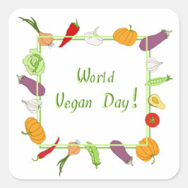 Minimalistischer Niedlicher Welttag für Vegetarier Quadratischer Aufkleber