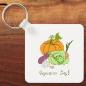 Minimalistischer Niedlicher Welttag für Vegetarier Schlüsselanhänger (Vorderseite)