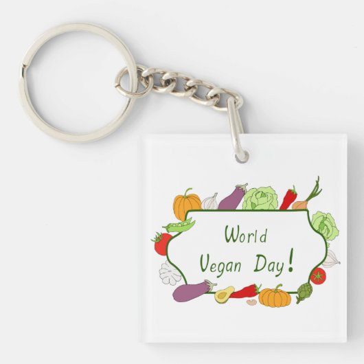 Minimalistischer Niedlicher Welttag für Vegetarier Schlüsselanhänger (Vorderseite)