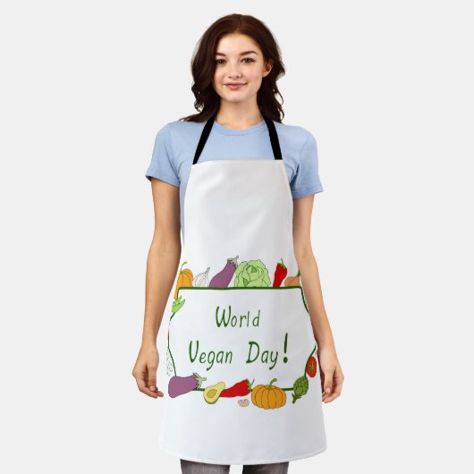 Minimalistischer Niedlicher Welttag für Vegetarier Schürze (Getragen)