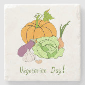 Minimalistischer Niedlicher Welttag für Vegetarier Steinuntersetzer (Vorderseite)