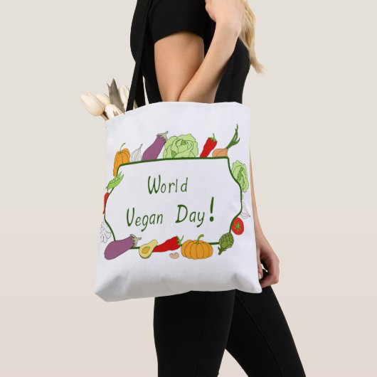 Minimalistischer Niedlicher Welttag für Vegetarier Tasche (Von Nahem)