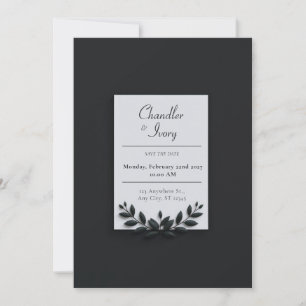 Minimalistischer nordischer Grünkränze Hochzeit Einladung