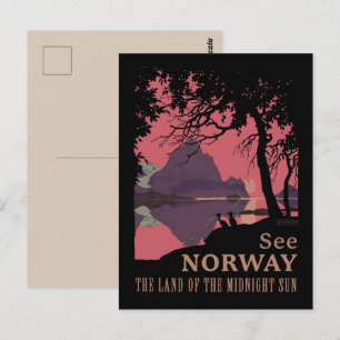 Minimalistischer Norwegen Sonnenuntergang Poster - Postkarte