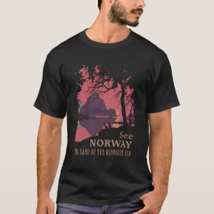 Minimalistischer Norwegen-Sonnenuntergangs-Poster T-Shirt