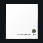 Minimalistischer Olive Black Initial und Name Notizblock<br><div class="desc">Dieses elegante,  einfache Notizblock verfügt über klassische Blocktypografie für Ihren Anfangs- und Namenstext oder Ihren gewünschten Text.</div>