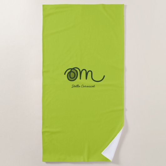Minimalistischer Om-Handschrift-Personalisiert Strandtuch (Vorderseite)